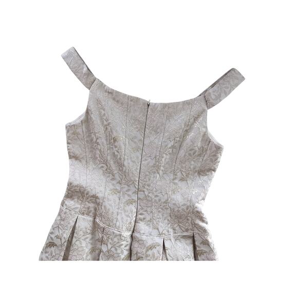 Teri Jon by Rickie Freedman Metallic Jacquard Pleated Cocktail Midi Dress Size 2 - Picture 7 of 13